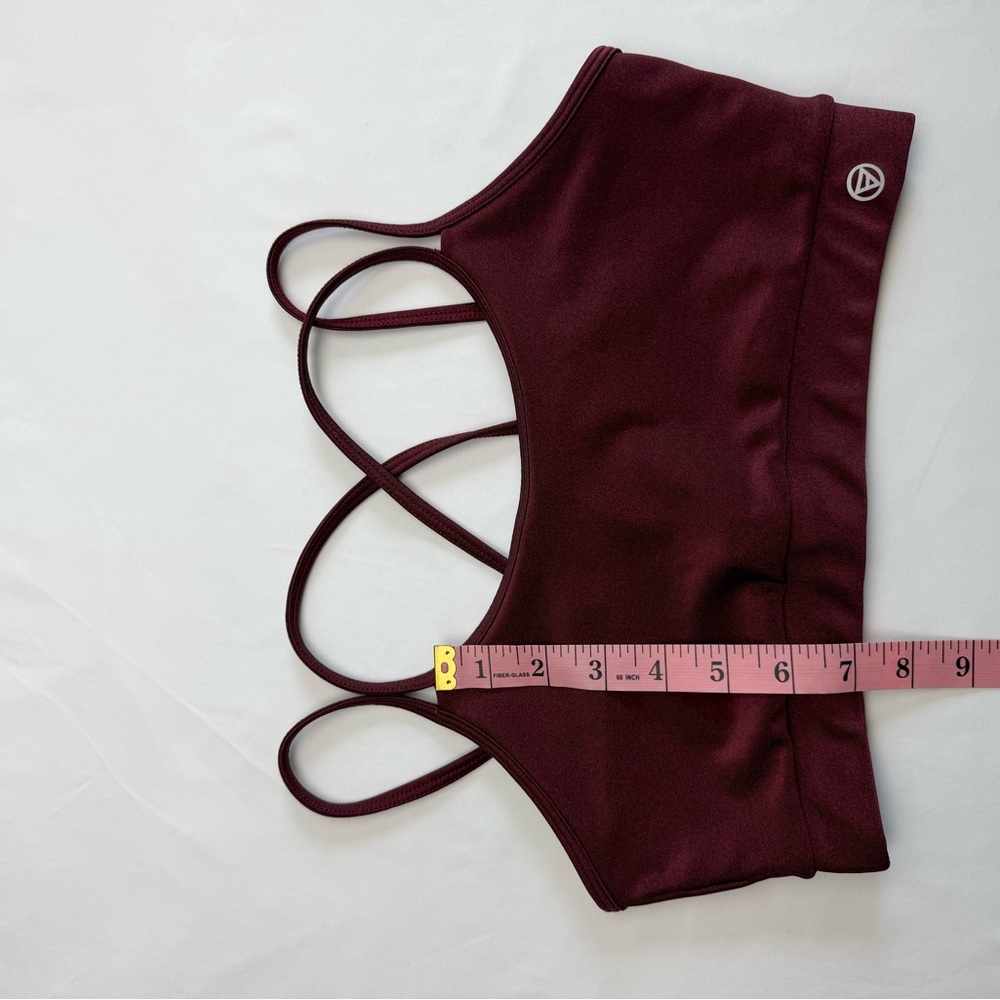 Matching Activewear Set Burgundy Black Sports Bra Biker Shorts Workout Set - Picture 11 of 13